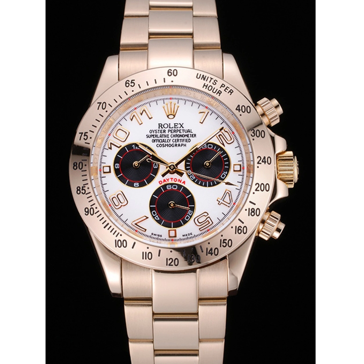 Aaa replica watch with White Black Cosmograph Rolex Gold Daytona 622548 Subdials Bracelet 0717